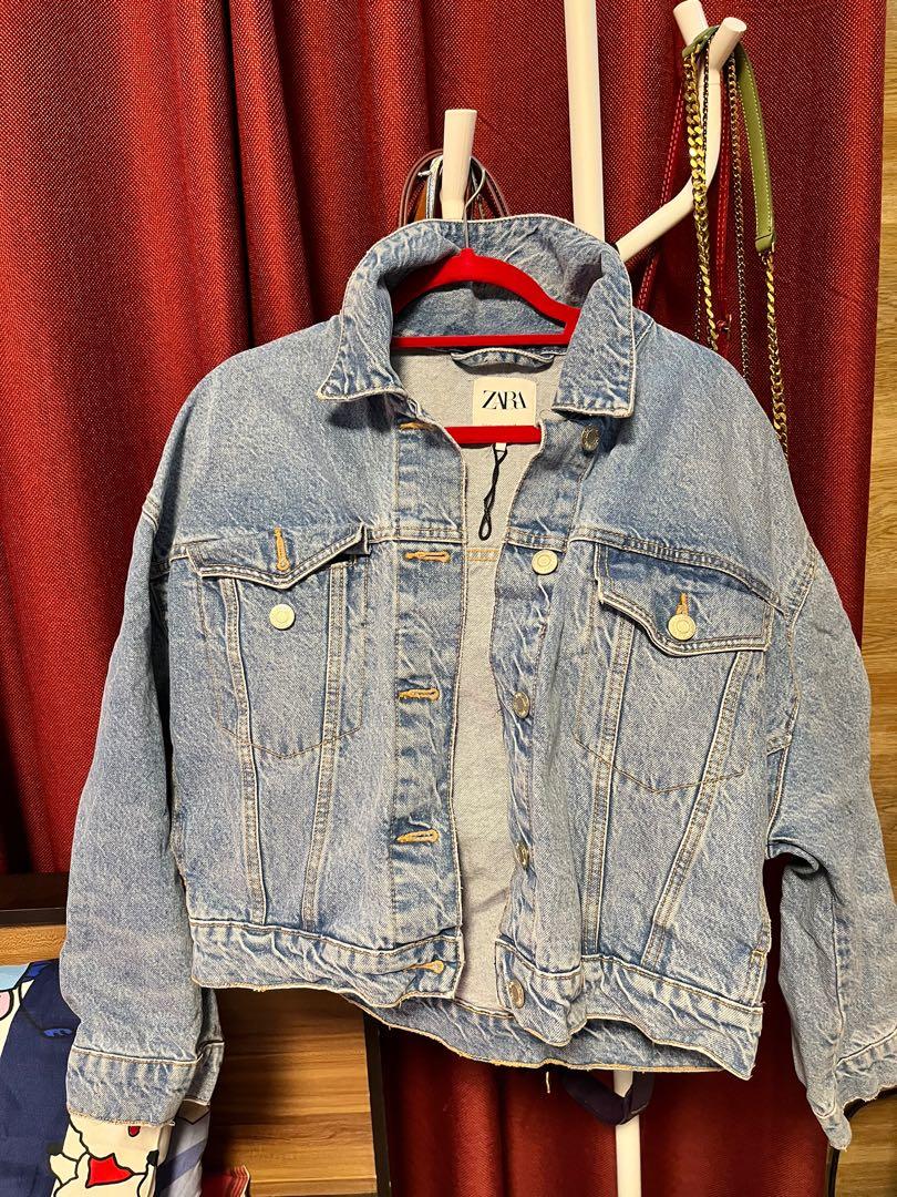 Zara red denim jacket top