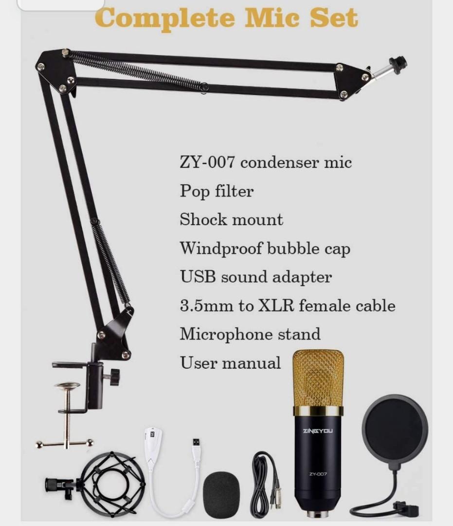 ZINGYOU Condenser Microphone Bundle, ZY007 Professional Cardioid