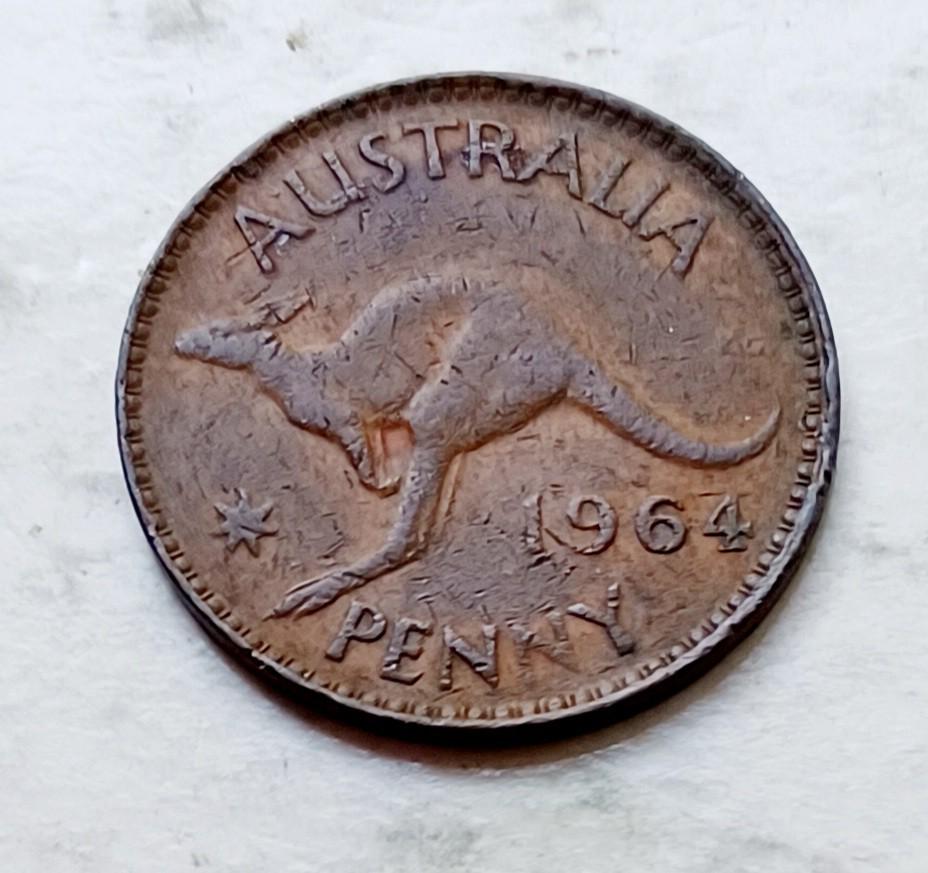 澳洲1964年1便士硬幣一枚（品相實物如圖）, 興趣及遊戲, 收藏品及紀念品, 錢幣- Carousell