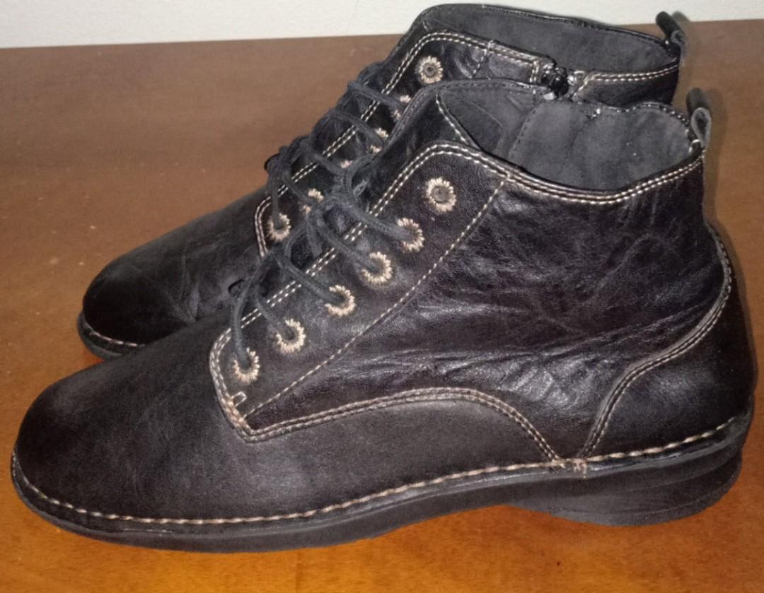 7uk Rm188 Clarks Nikki North Boots Zip Mid Dark Leather Triple Black