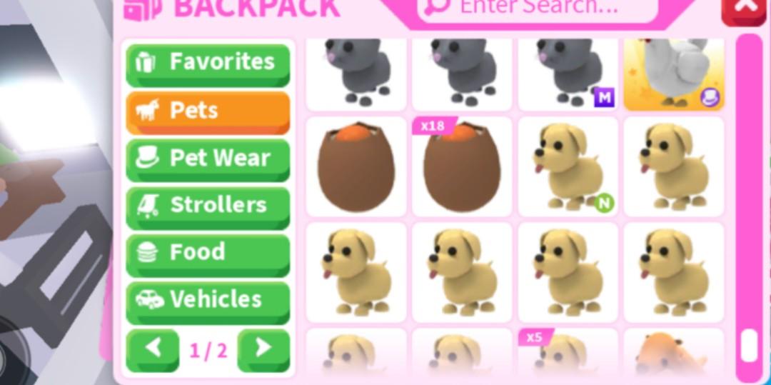 Adopt me and common pets clearance (bat, choc lab,crab, dingo