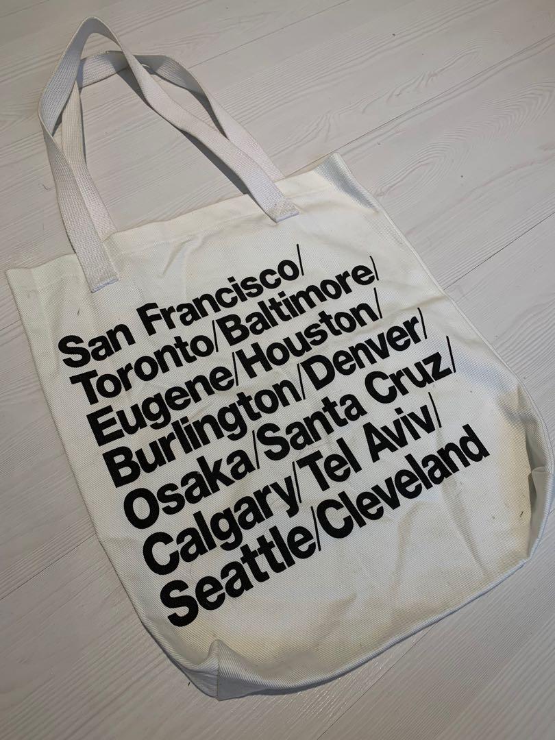 American Apparel White Cities Tote Bag, Women's Fashion, Bags & Wallets