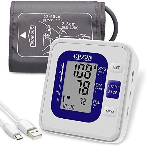 Blood Pressure Monitor-Upper Arm Cuff, Extra Large Cuff Upper Arm, BP Cuff  Automatic Upper Arm, with 22-42 cm Wide-Range Large Cuff 60 Groups Reading  Memory for Home Use(White)