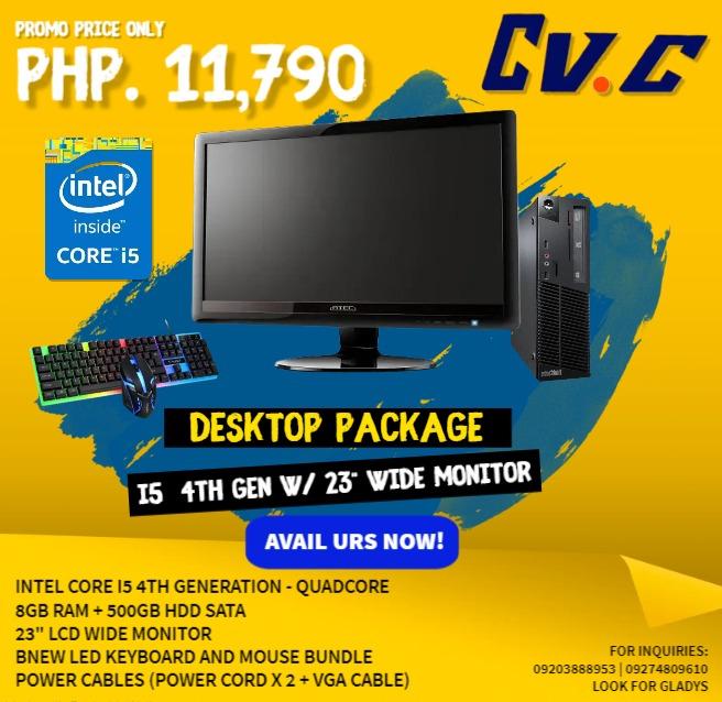 DESKTOP PACKAGE ON PROMO I5 4TH GEN 8GB RAM| 500GB HDD STORAGE| 23 ...