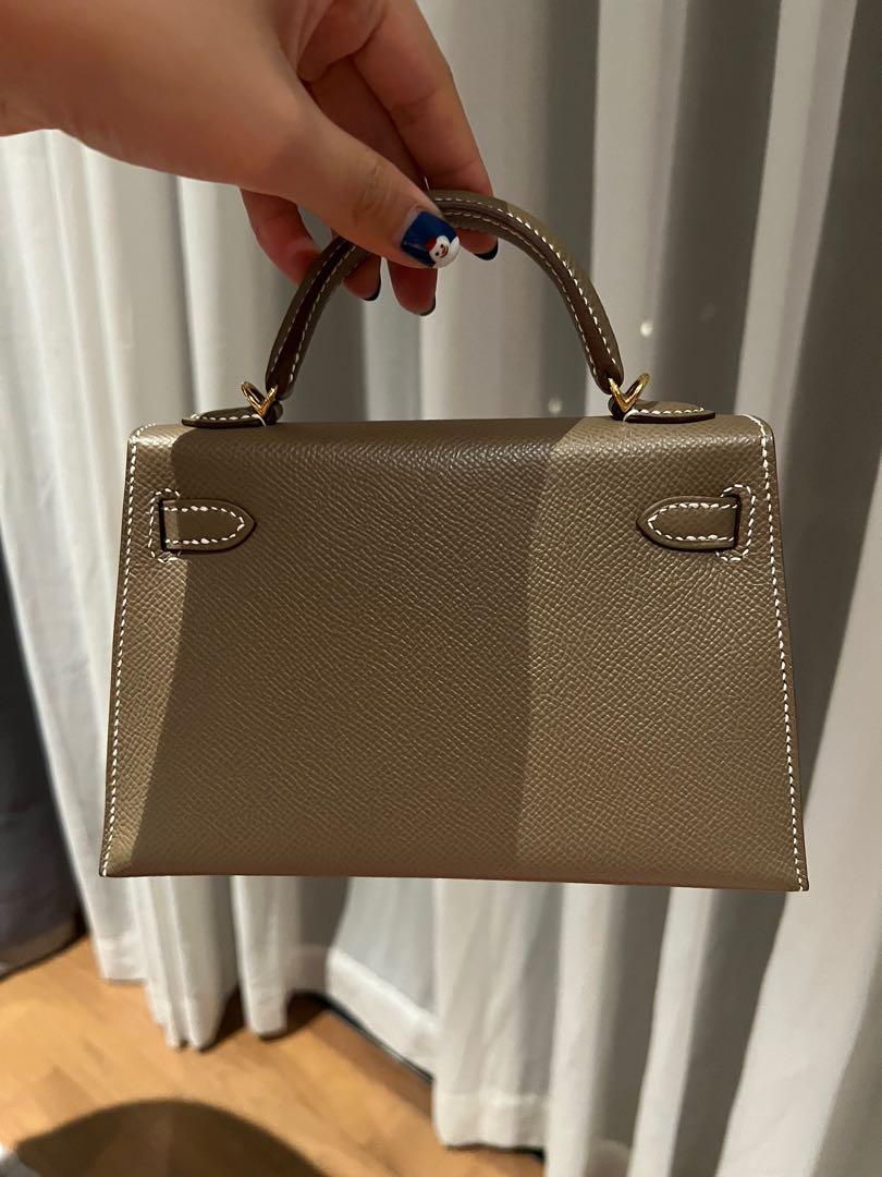 Hermes Mini Kelly 2 Etoupe/Epsom/GHW, Women's Fashion, Bags & Wallets,  Purses & Pouches on Carousell