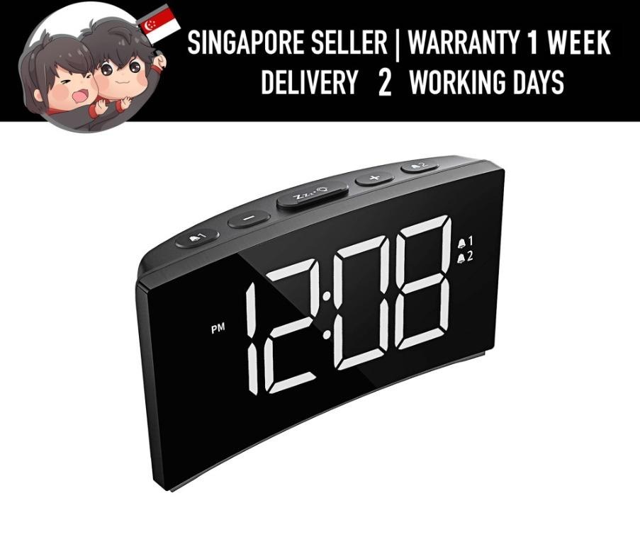 HM250C, Curved LED Screen Digital Clock with Dimmer, Large Number Alarm