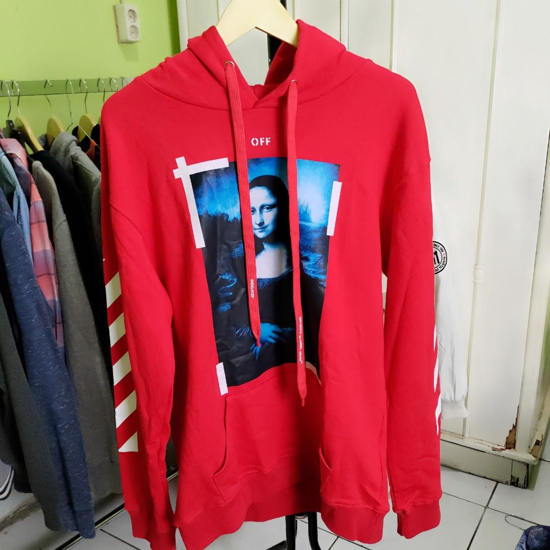 Off-white Off white Hoodie Monalisa, Fesyen Pria, Pakaian