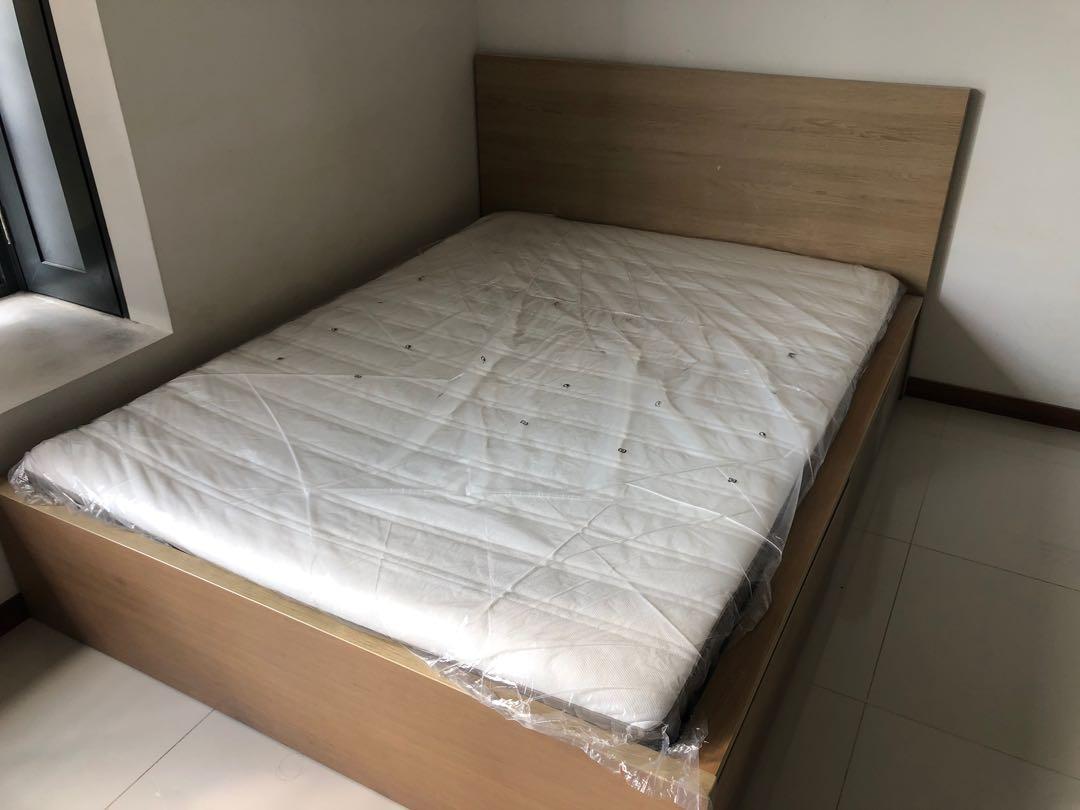 IKEA double bed + mattress, Furniture & Home Living, Furniture, Bed