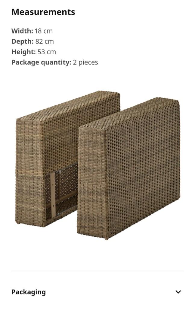 Ikea Solleron rattan outdoor gray chair Arm Rest, Furniture & Home