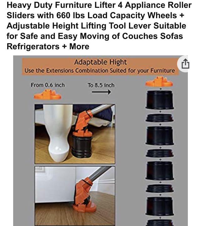 Heavy Duty Furniture Lifter 4 Appliance Roller Sliders with 660