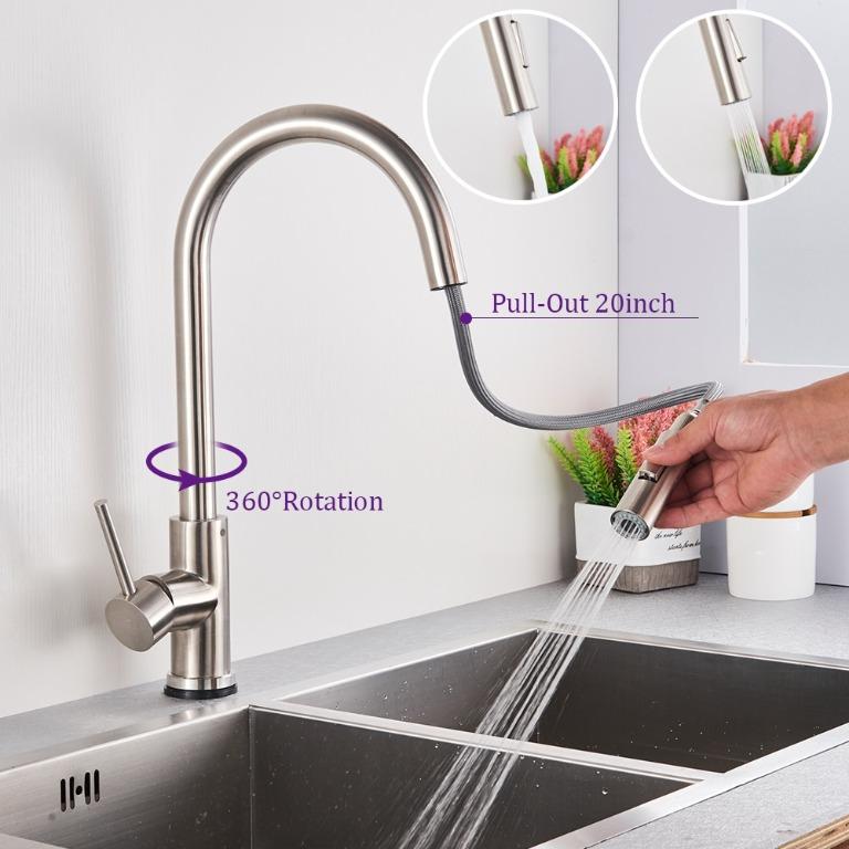 Kitchen Sink Tap (Cold u0026 Hot Water) with Extension Tap / Pull Out,  Furniture u0026 Home Living, Bathroom u0026 Kitchen Fixtures on Carousell