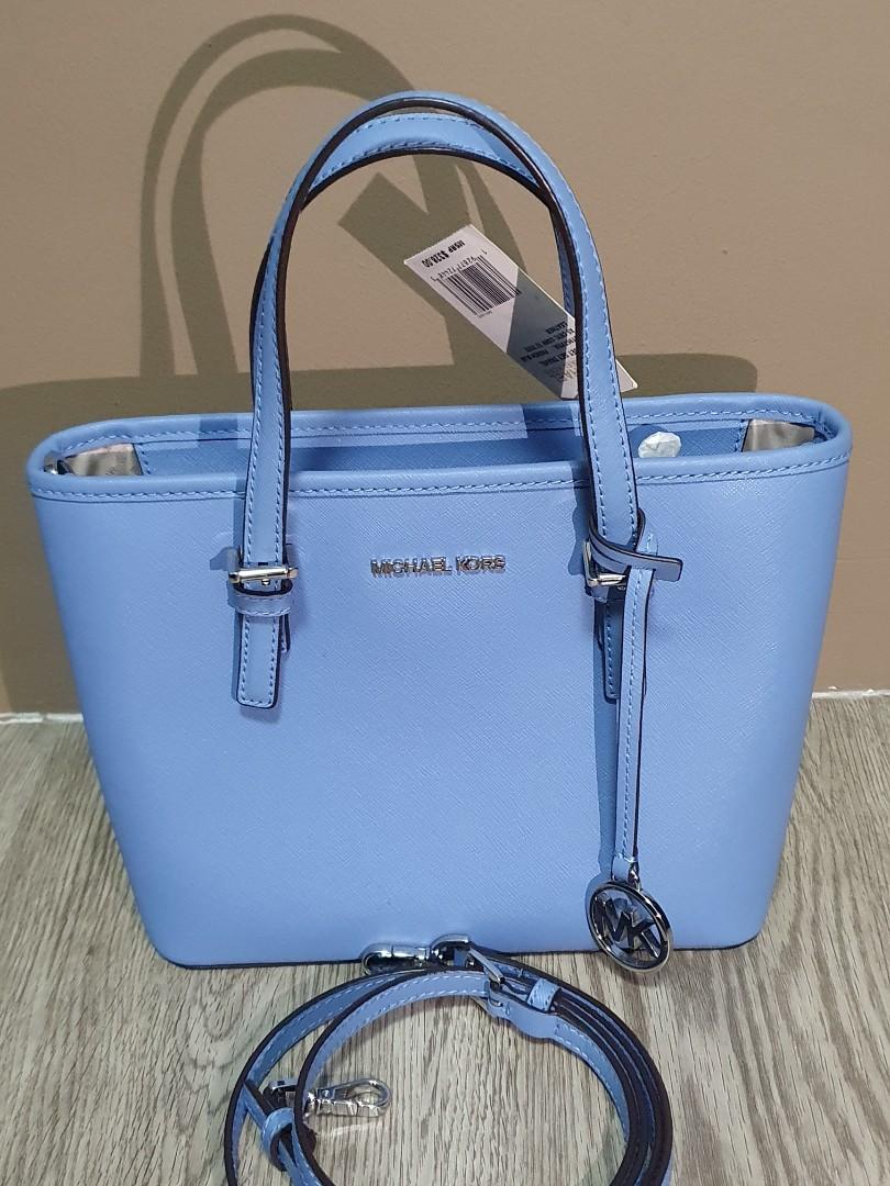 Michael Kors Jet Set Travel NS Tote Shoulder Bag Large Blue Saffiano Leather  New With Tags