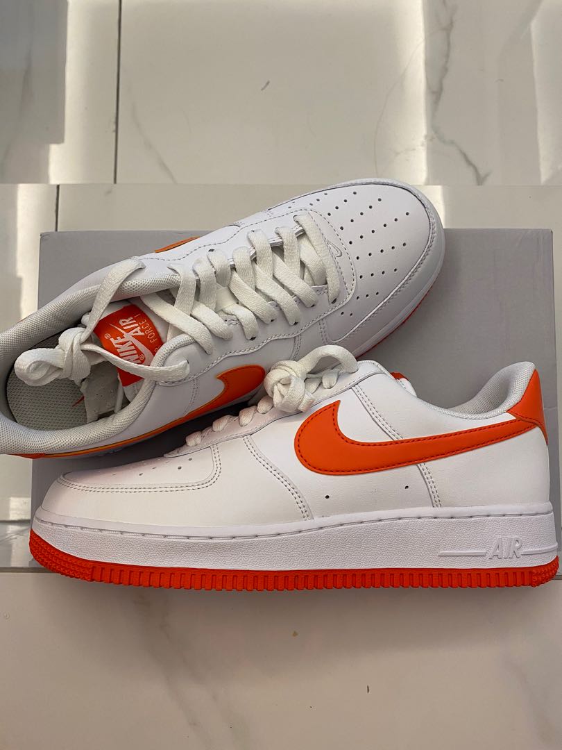 Nike Air Force 1 orange swoosh Men s Fashion Footwear Sneakers
