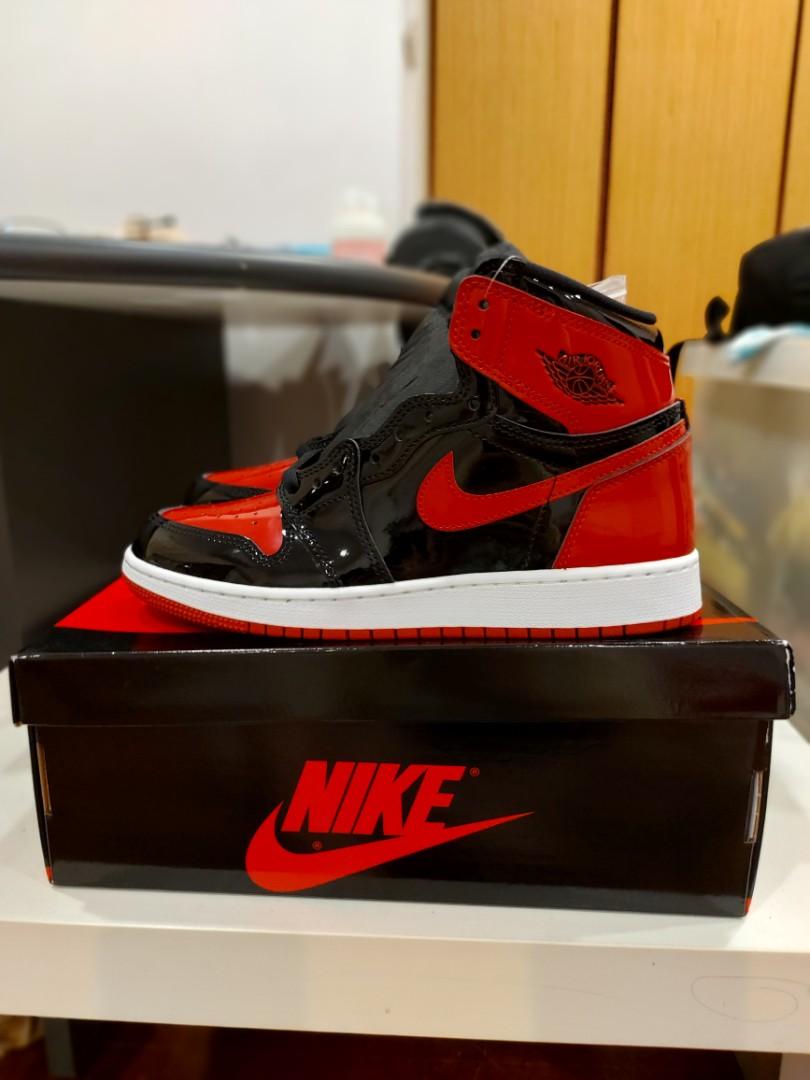Nike Air Jordan 1 "Patent Bred" (GS), Men's Fashion, Footwear, Sneakers