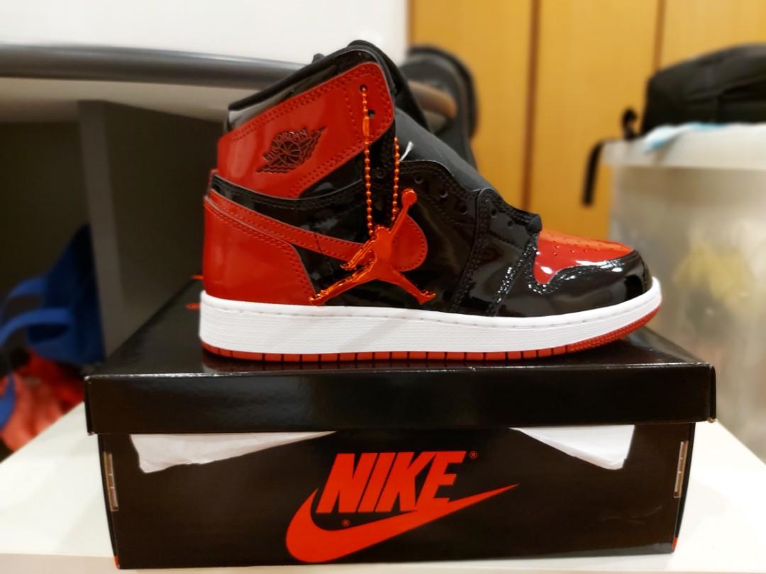 Nike Air Jordan 1 "Patent Bred" (GS), Men's Fashion, Footwear, Sneakers