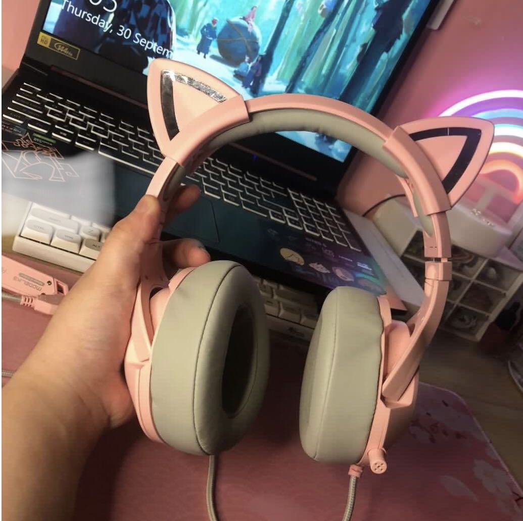 ONIKUMA K9 PINK CAT HEADPHONES, Audio 