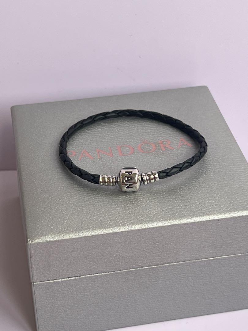 Pandora single black leather bracelet store