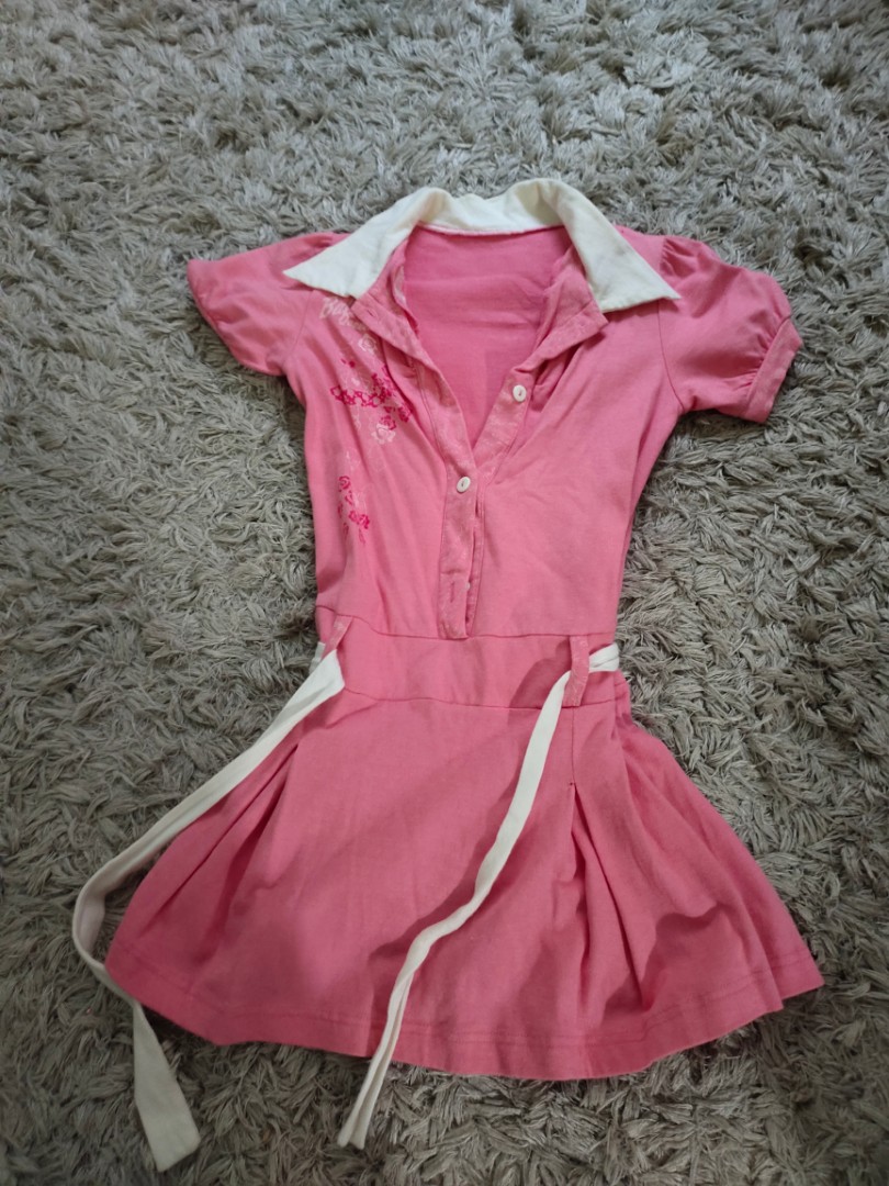 pink dress white collar
