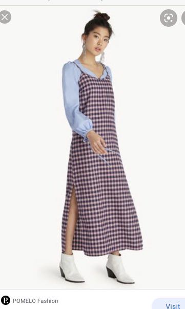 Pomelo plaid maxi dress with slit Women s Fashion Dresses Sets Dresses on Carousell