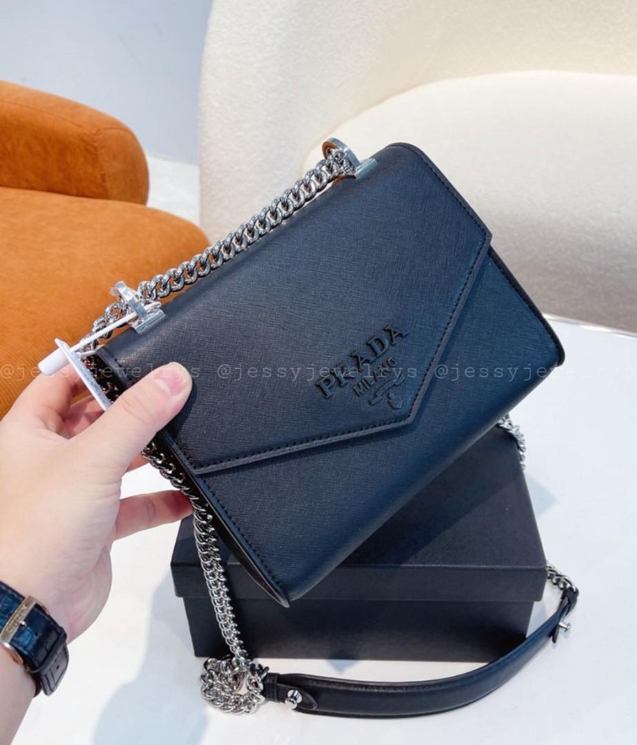 1BD127 Saffiano Leather Monochrome Bag, Women's Fashion, Bags & Wallets,  Shoulder Bags on Carousell