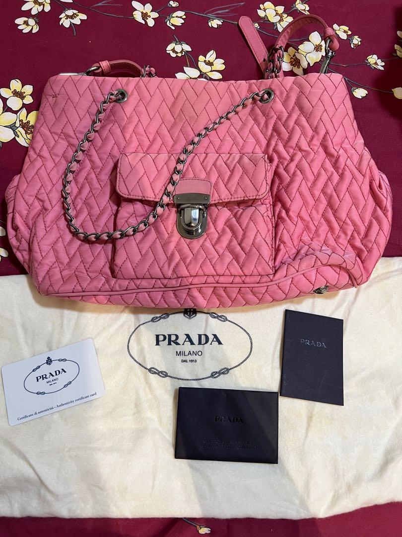 Prada pink quilted shoulder bag, Luxury, Bags Wallets on Carousell