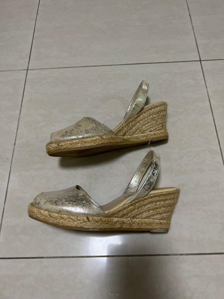Gold cheap summer wedges