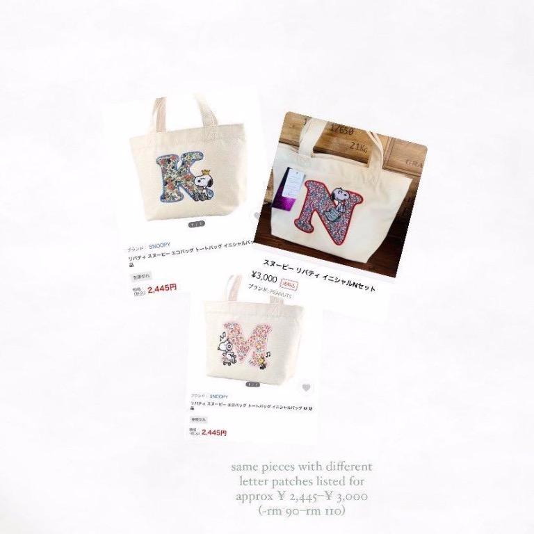 Sale Peanuts Y2k Snoopy Initial Petite Top Handle Canvas Tote Bag Bye21 Women S Fashion Bags Wallets On Carousell