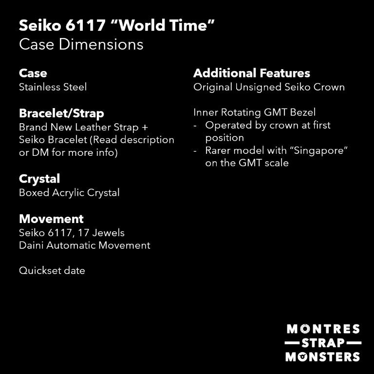 Seiko 6117 "World Time" Vintage Automatic GMT Watch, Luxury, Watches on