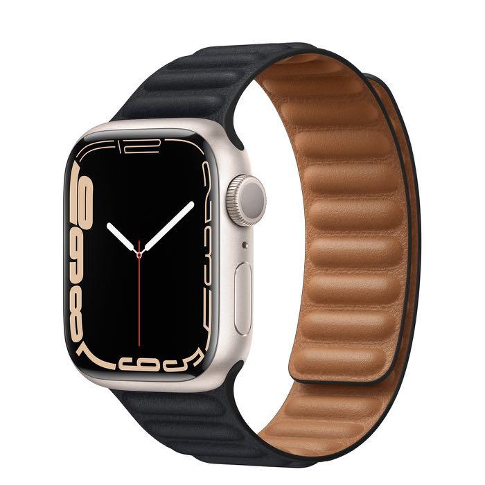 45mm midnight aluminum case with umber leather link