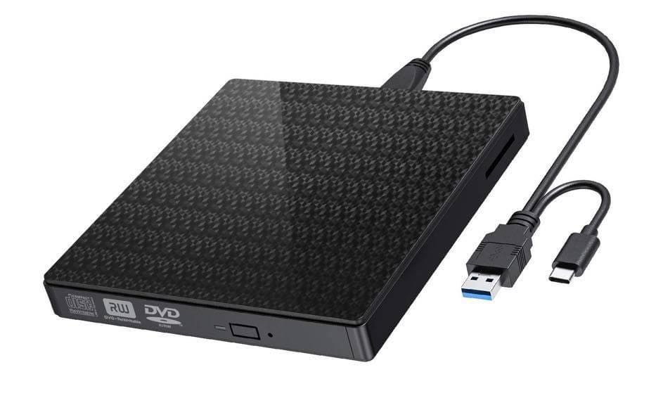STRENTER External CD DVD Drive, USB 3.0 Type C Dual Port Reader Slim