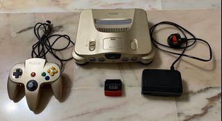 UltraHDMI HW2 Kit modded Gold Japanese Nintendo N64 with Expansion Pak, ED64 Plus Everdrive Cart, Complete N64 Games Library in 64GB Micro SD Card