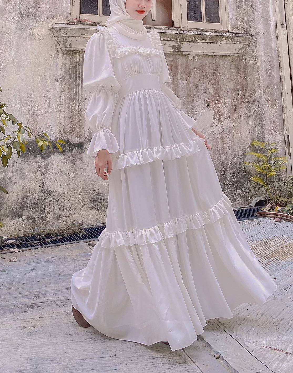 Vintage white dress wedding Dress Women s Fashion Muslimah