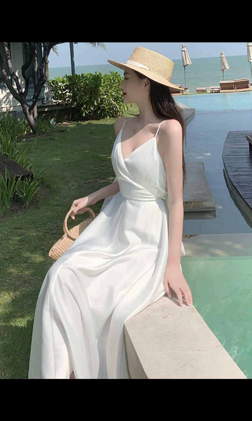 White Dress Cheonsa Dress import high quality Fesyen Wanita