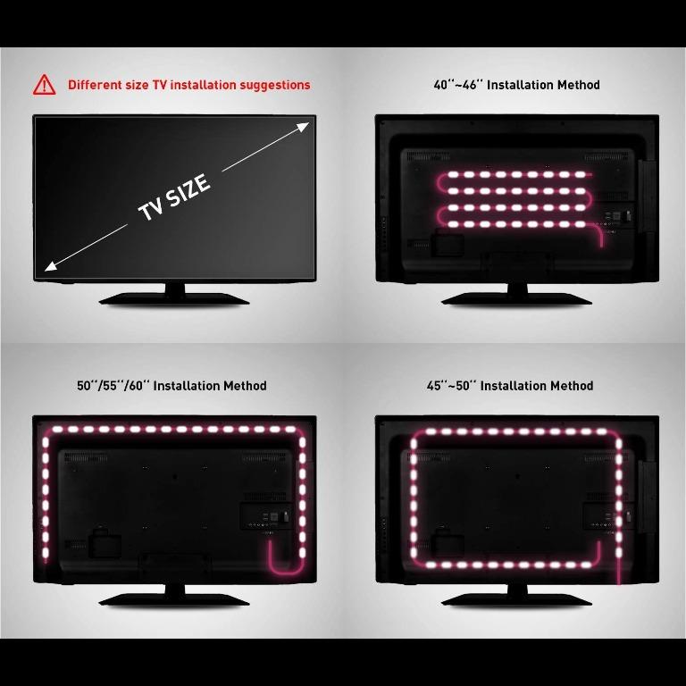 Mexllex LED TV Backlights USB Powered for 32 Inch-60 Inch TV, Color  Changing LED Strip Lights with Remote and APP Control, Mirror,PC, Sync to  Music