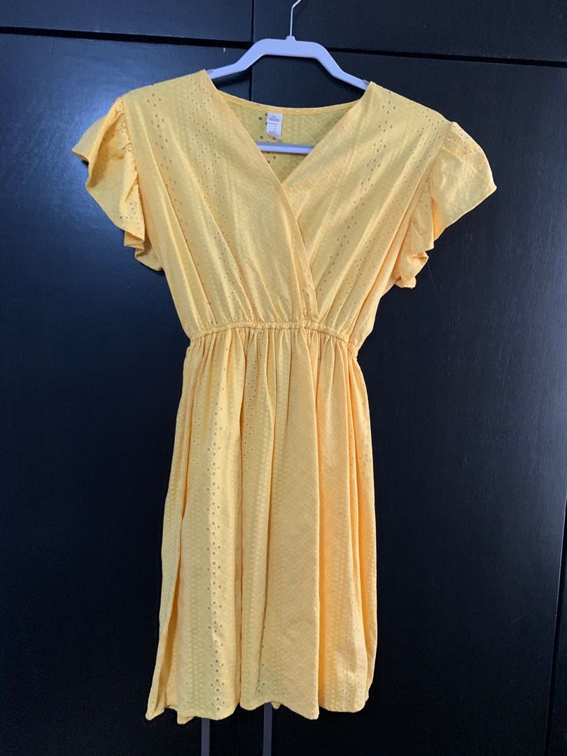 Yellow Eyehole Dress, Women's Fashion, Dresses & Sets, Dresses on Carousell
