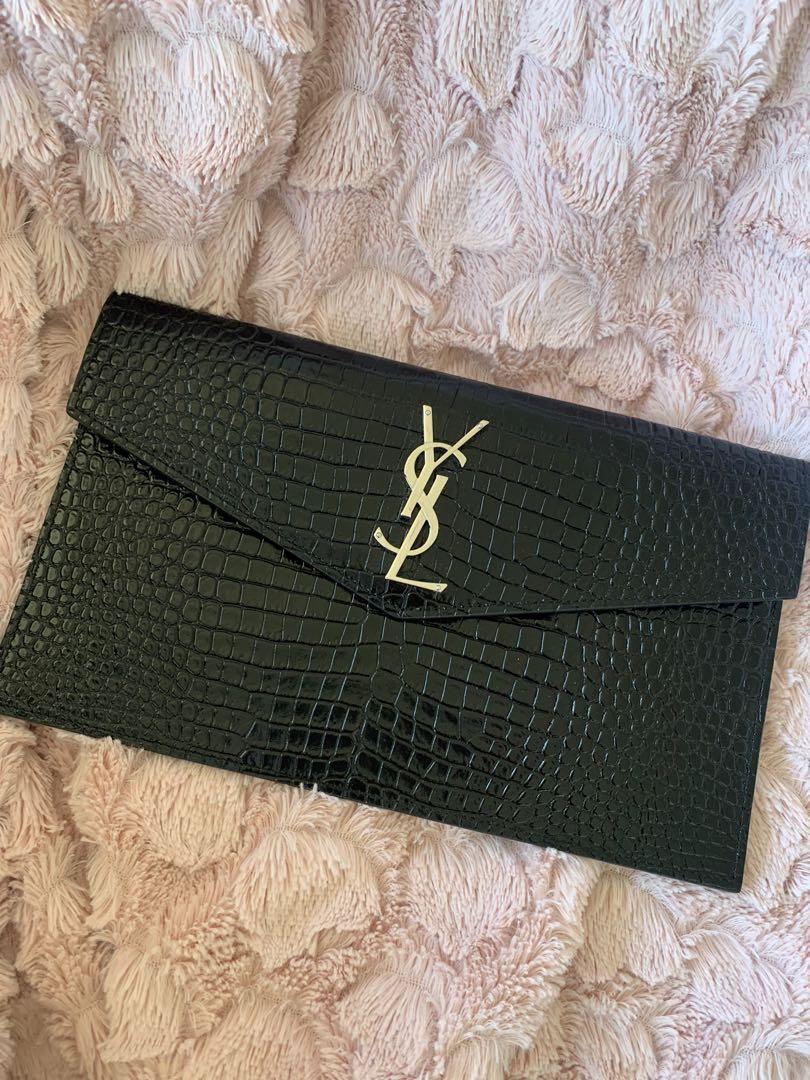 ysl croc embossed pouch