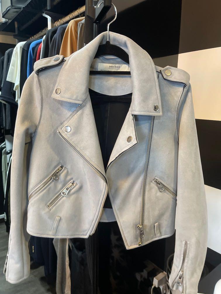 Zara blue suede jacket sales