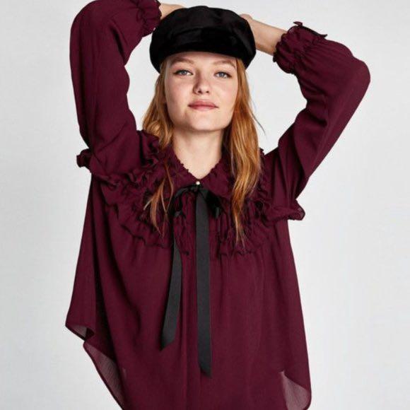 zara ruffled shirt