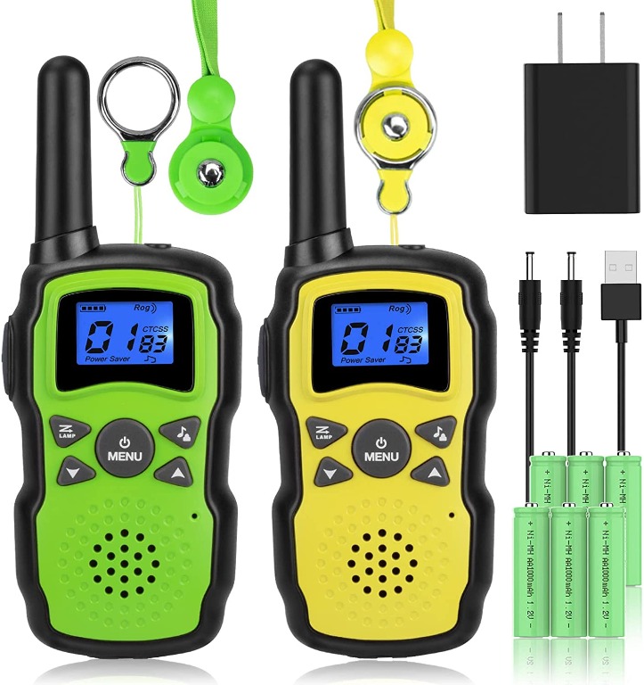 2450)Wishouse Walkie Talkies for Kids Rechargeable with USB Charger 6000mAh  Battery,Outdoor Camping Games with Flashlight ,Toys for Boys  Girls,Halloween Xmas Birthday Gift for Children Pack(Yellow  Red),  Mobile Phones  Gadgets,
