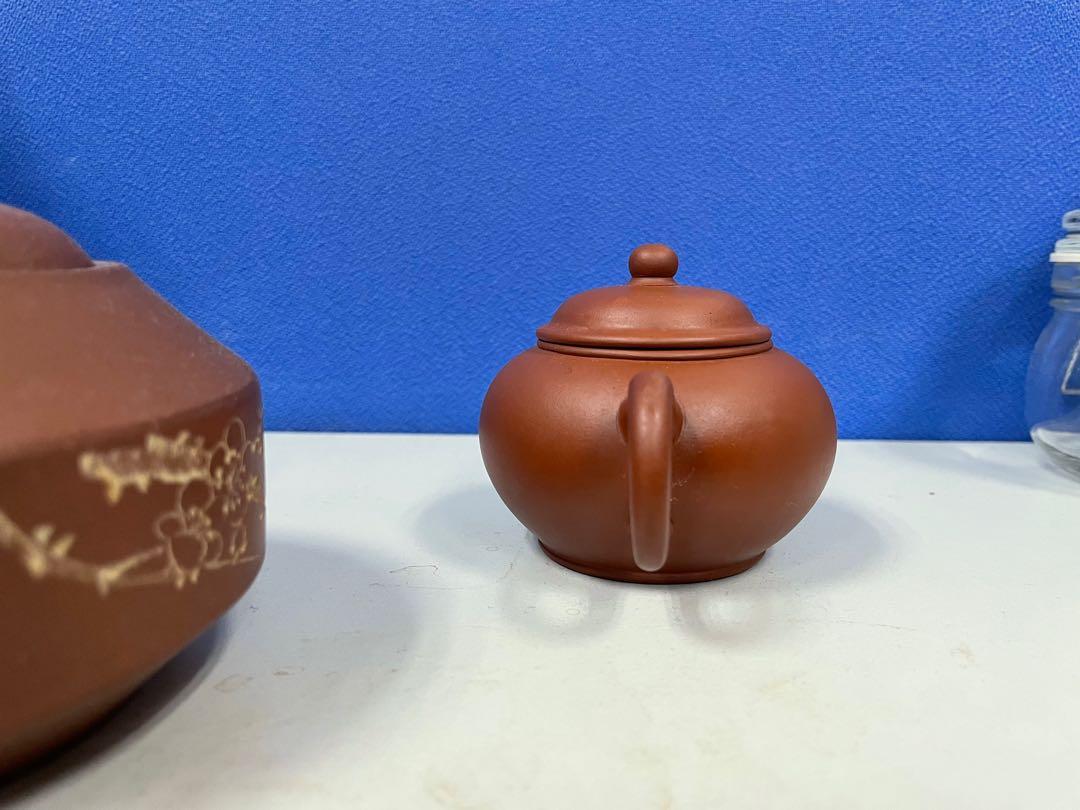 EL941 【荊溪惠孟臣製款】紫砂 朱泥 砲口 孟臣六杯水平壺 高5.8cm 重