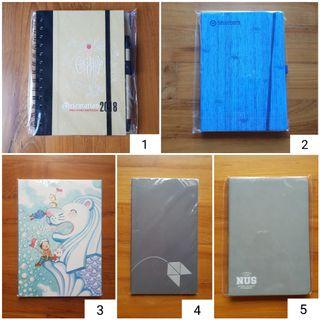 A5 Hard Cover Cardboard Ring Notebook Pen Munters Plain Blue Wood Design Cover Merlion Big Love Cute Kraft Grey NUS