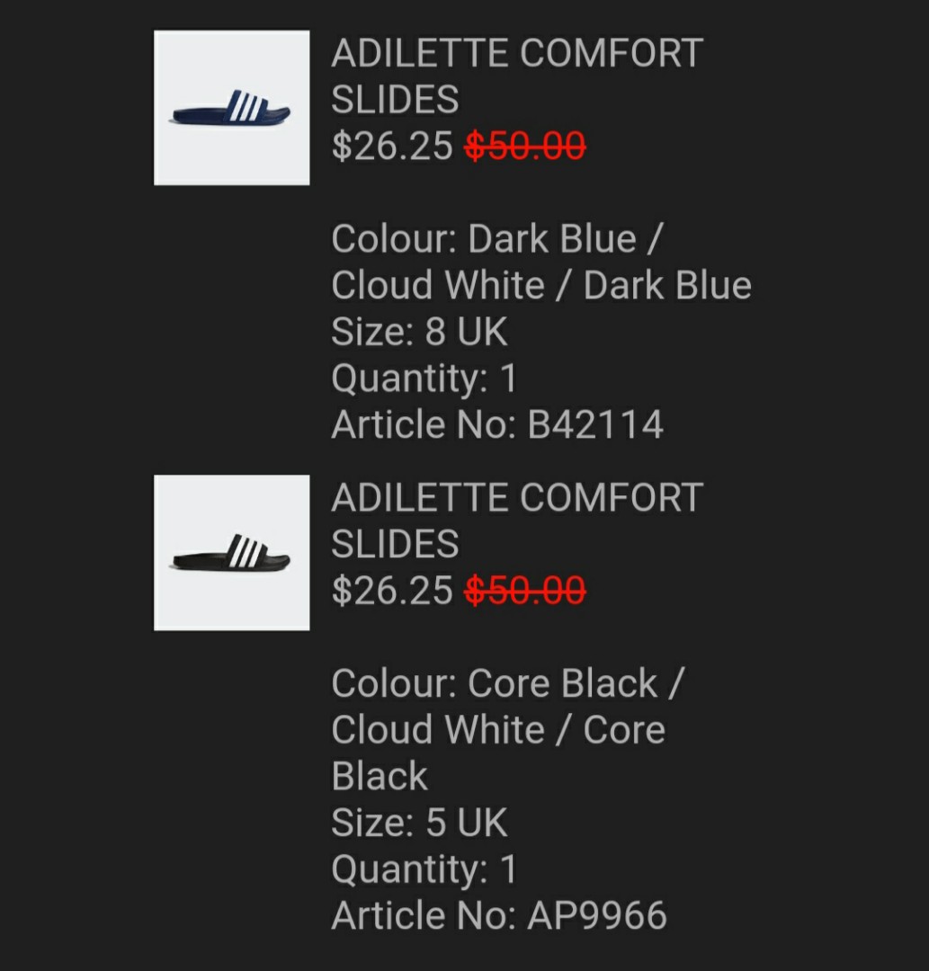 Adilette slides shop size chart
