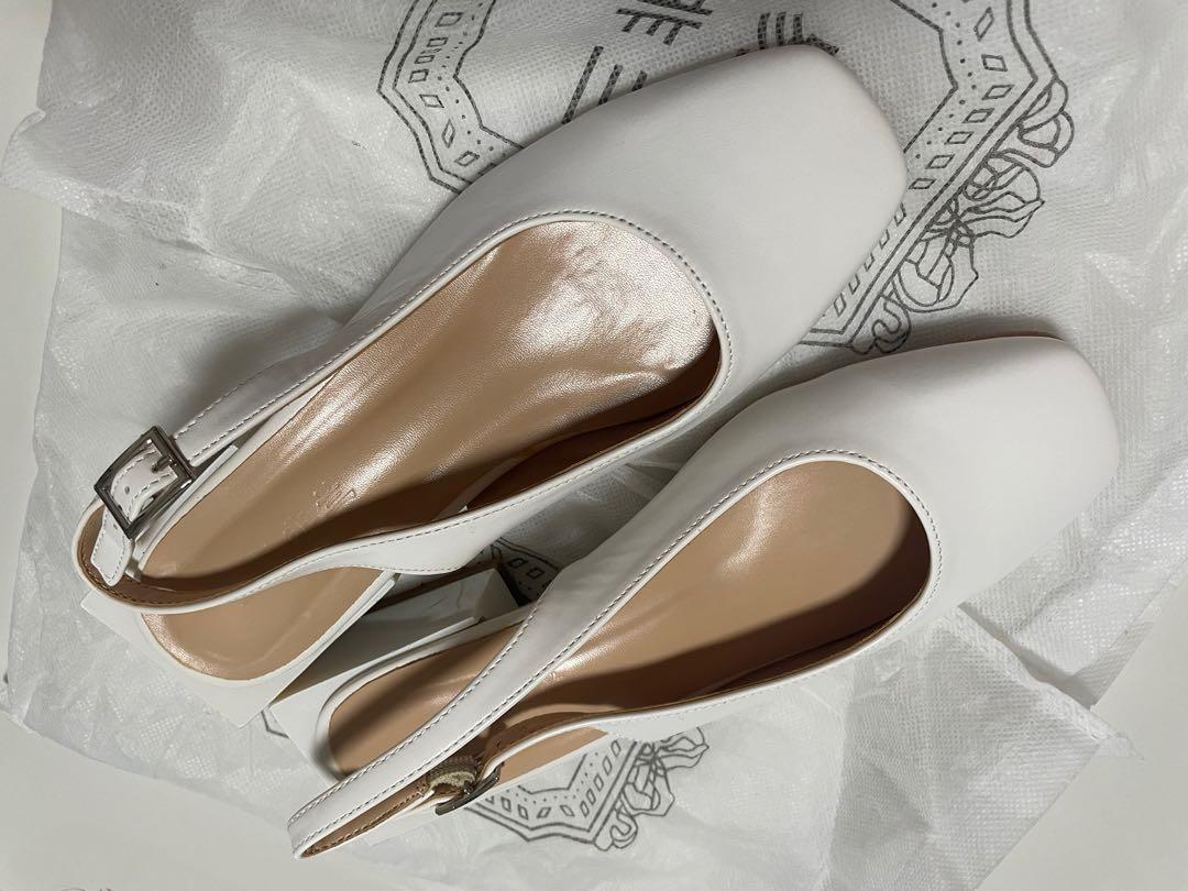White slingback cheap pumps closed toe