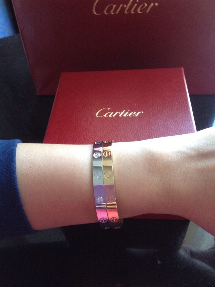 Cartier 18k White Gold Plated Love Bangle With Stones Women S Fashion Jewelry Organizers Bracelets On Carousell
