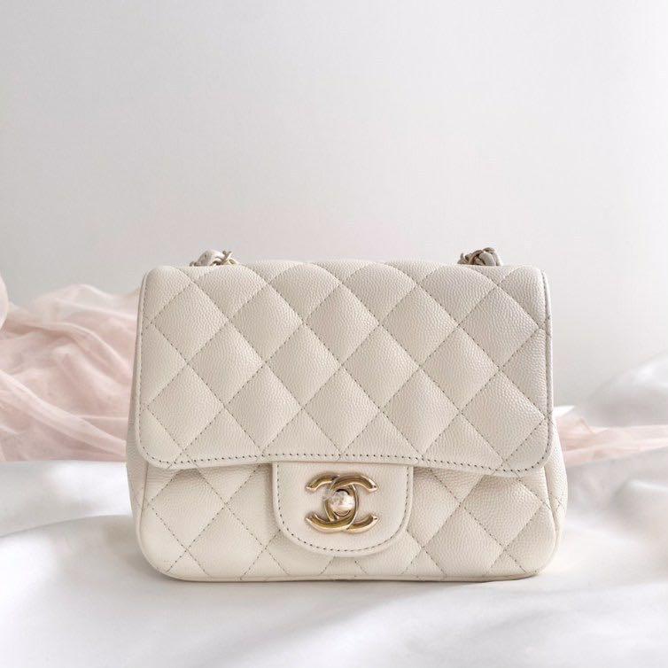 CHANEL 21S Iridescent White Calf Mini Flap LGHW *New - Timeless Luxuries