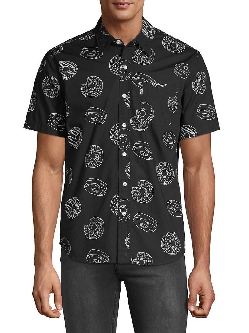 Levis Donut-Print Button-Down Shirt, Men's Fashion, Tops & Sets, Tshirts &  Polo Shirts on Carousell