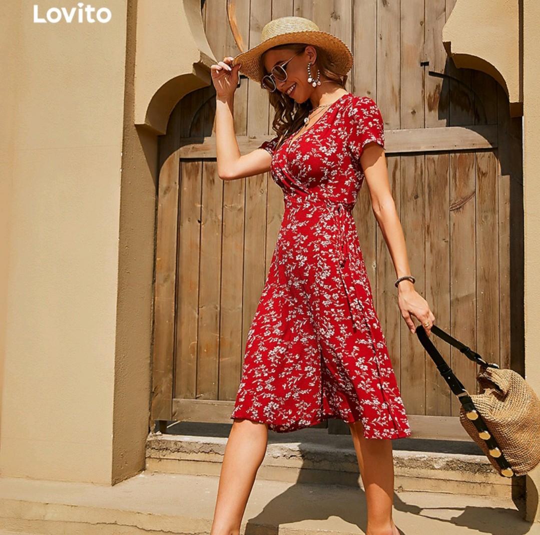 Red floral hotsell casual dress