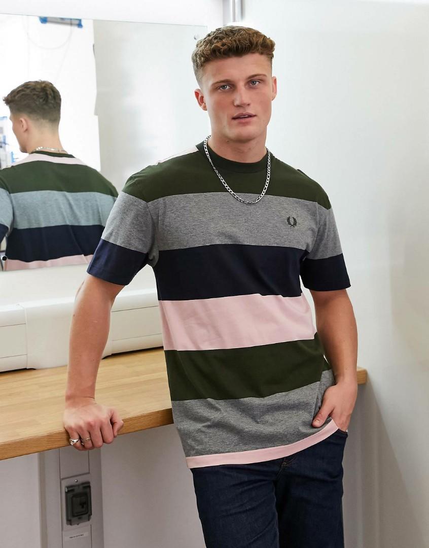 Fred Perry bold stripe t-shirt in grey 