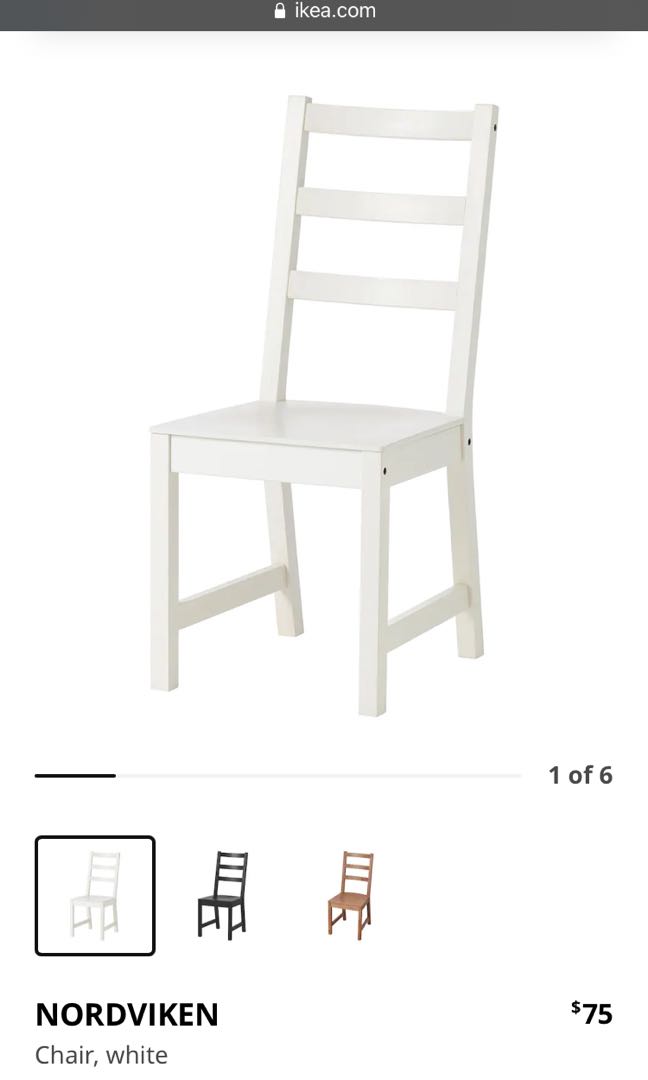 IKEA Dining Chair NORDVIKEN (White), Furniture & Home Living, Furniture