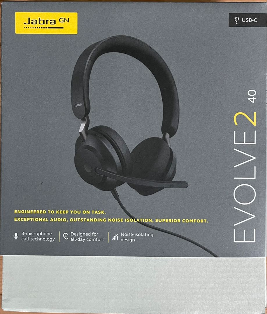 Jabra Evolve2 40 USB-C UC Stereo Headset, Audio, Headphones & Headsets